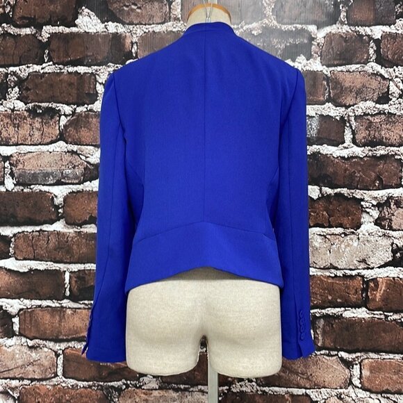 Vince Camuto Blazer Jacket Open Front Drape Cobalt Blue Coat Size 10 Petite 10P - Picture 10 of 15